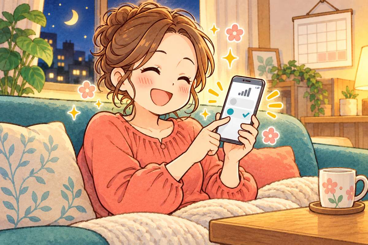スマホのモバイルデータ通信を2回線目に切り替えてホッとする母親