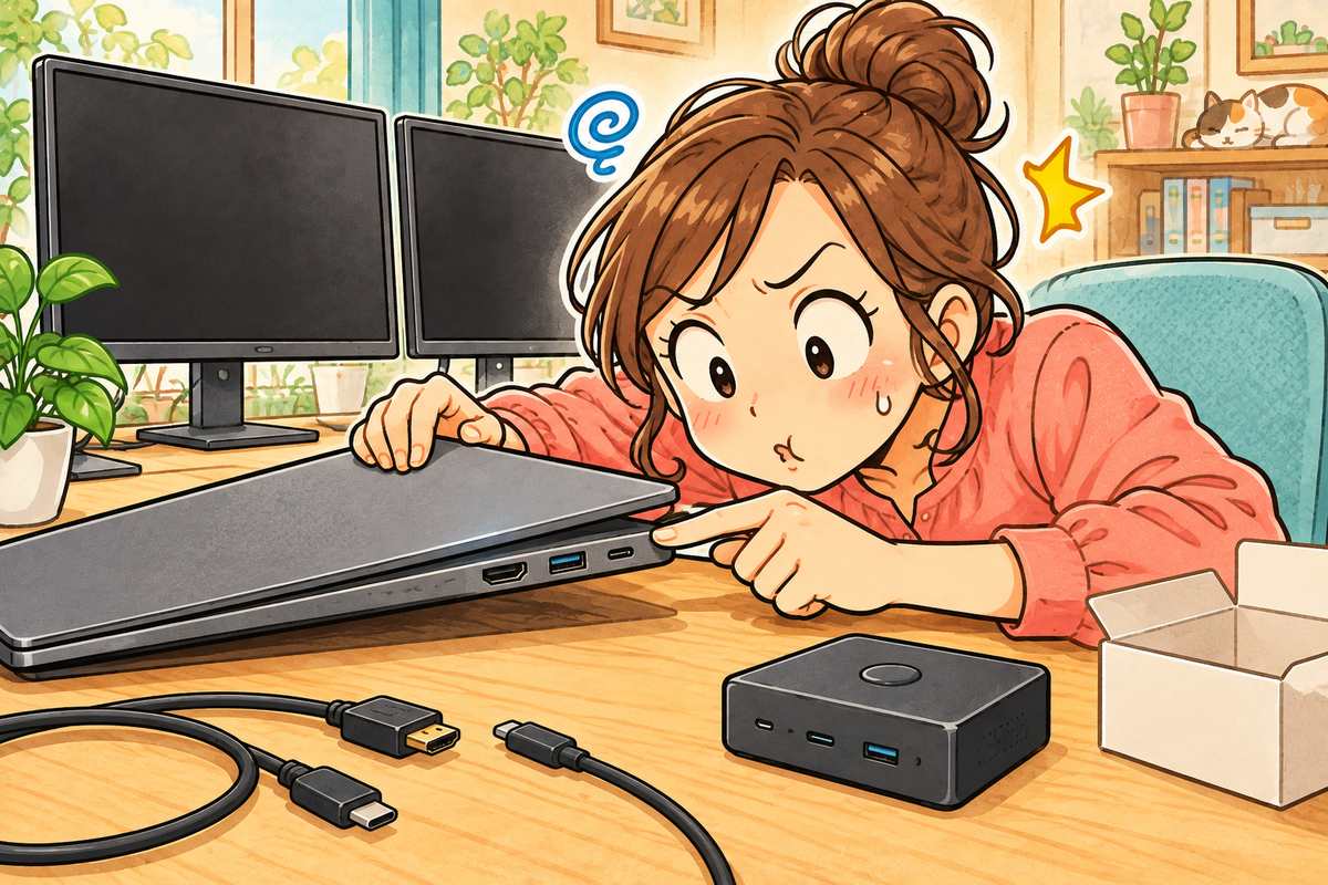 KVM切替器を買う前にノートPCの端子の数を確認する母親