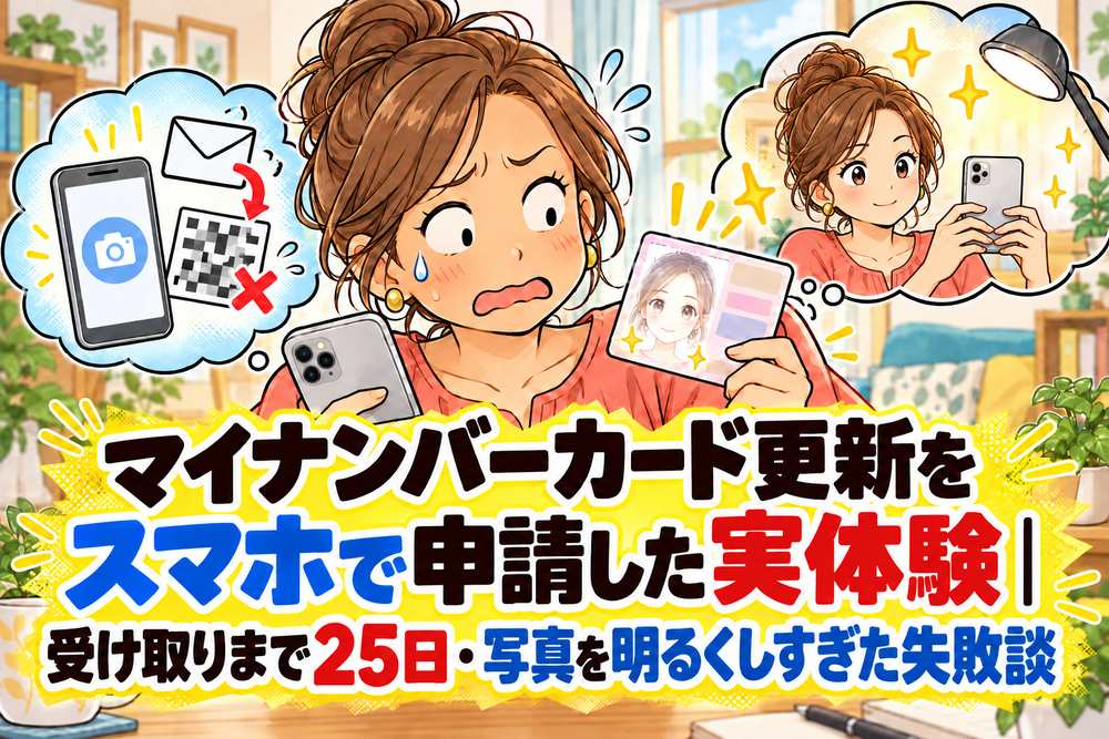 盛った証明写真が別人のような仕上がりになったマイナンバーカードを見て驚く母親