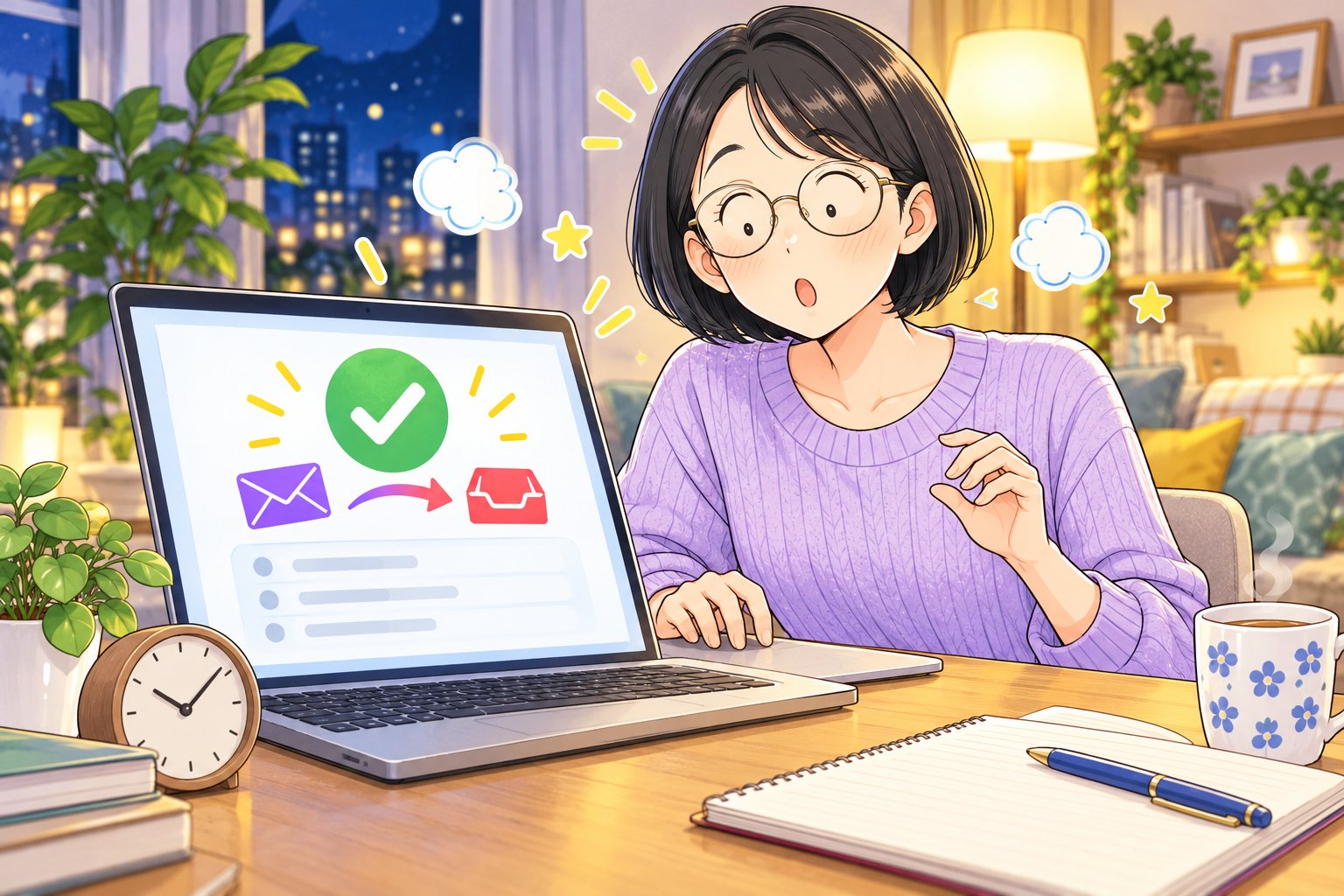 転送設定があっという間に終わり、あっけにとられる母親